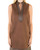 Faux Leather Trim Suede Sleeveless Shift Dress