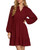 Smocked Waist Long Sleeve Ruffle Dress
