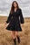 Smocked Waist Long Sleeve Ruffle Dress