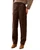 Saddle Brown Faux Leather Straight Leg Pants