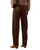 Saddle Brown Faux Leather Straight Leg Pants