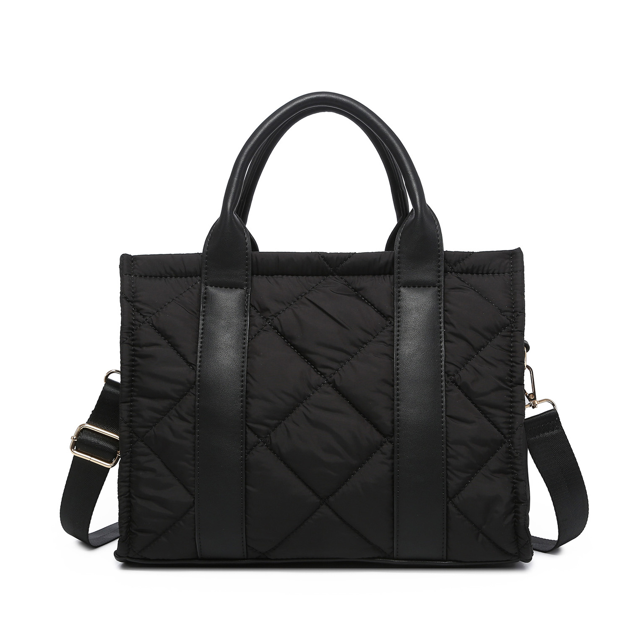 Vegan Leather Quilted Shoulder Handbag