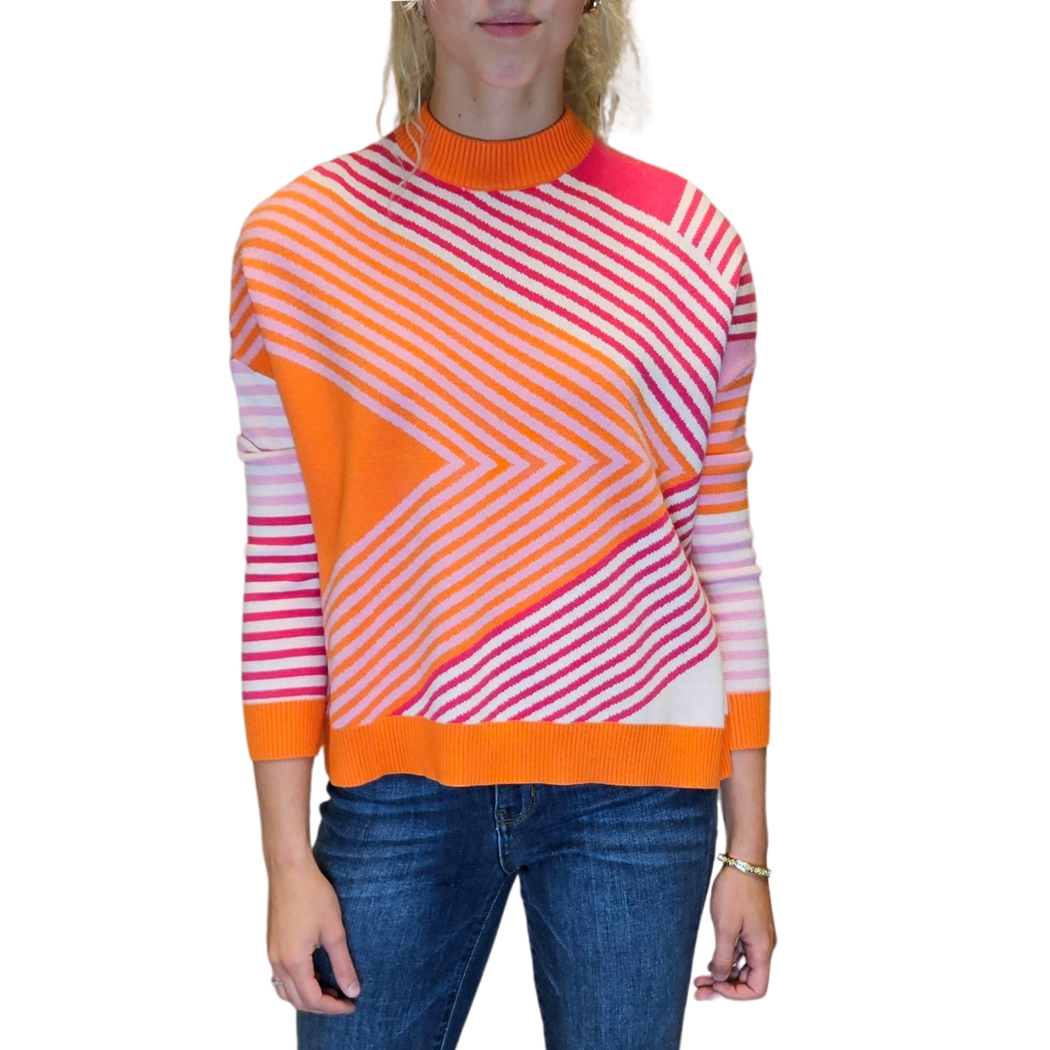 Orange + Purple Color Block Sweater by THML