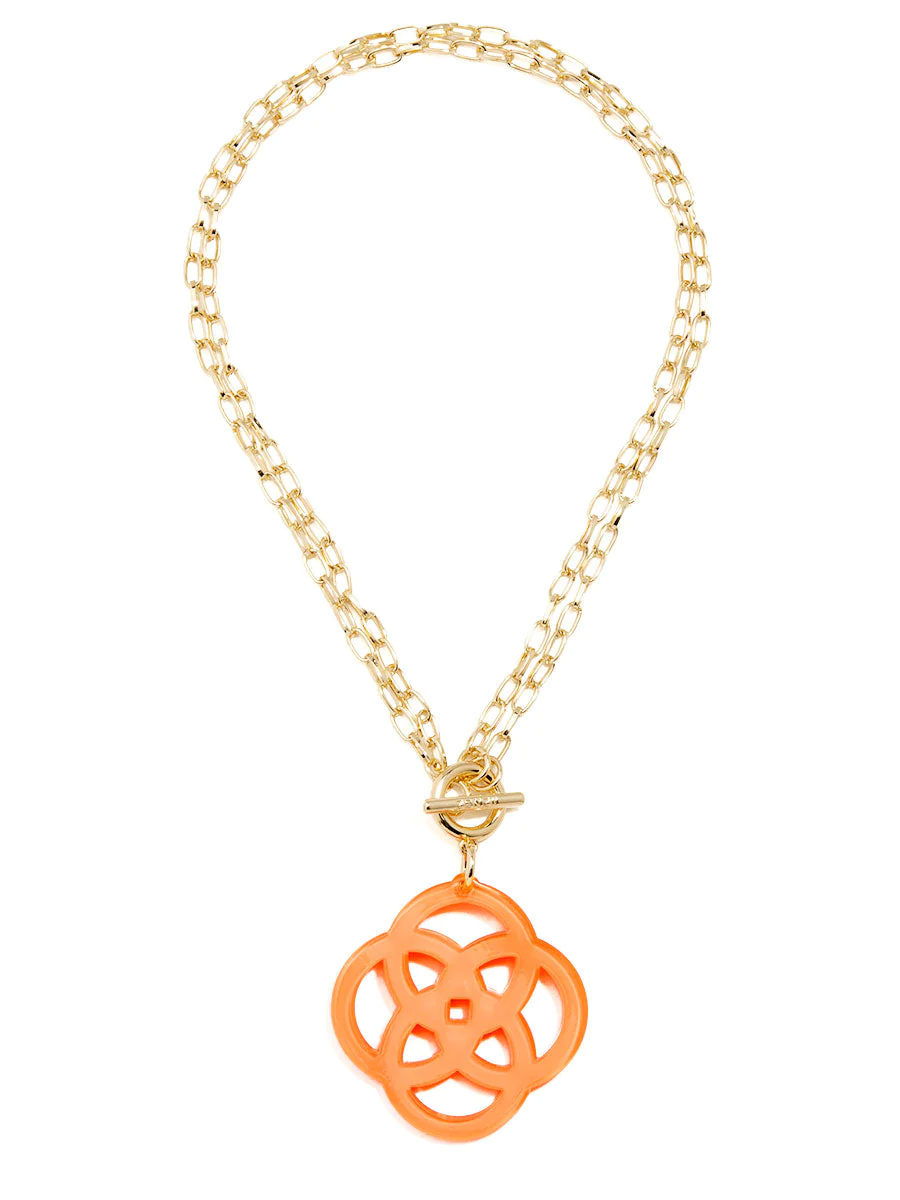 Grace Clover Pendant Necklace Bright Orange S T 60665.1691006601