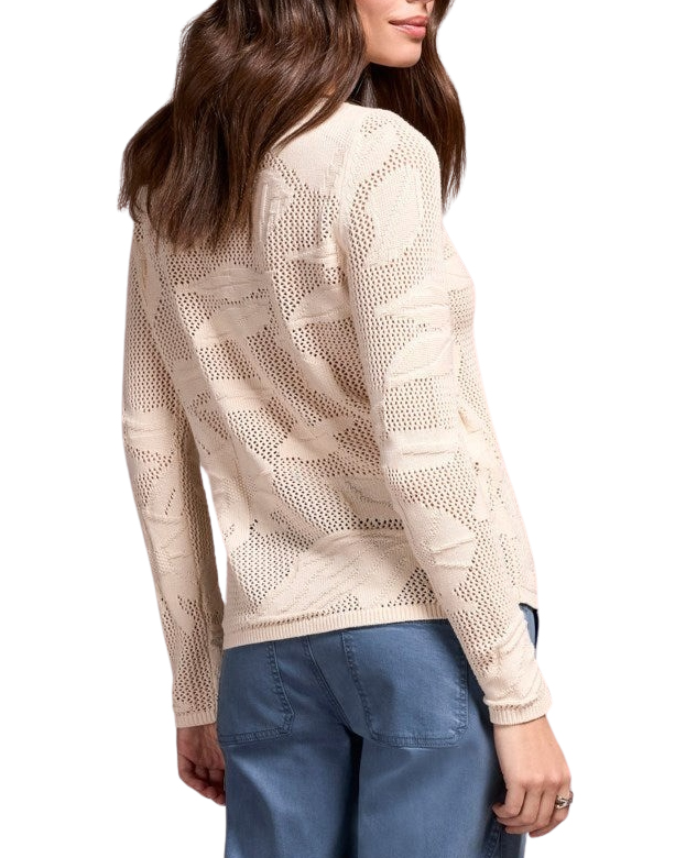 Tribal Open Knit Leaf Sweater | Lightweight Ivory Fall Layer