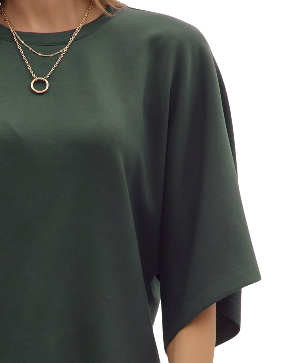 Relaxed Fit Wide Dolman Sleeve Top with Side Slit