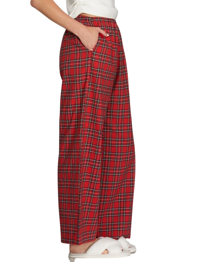 Red Christmas Plaid Pants with Pockets1