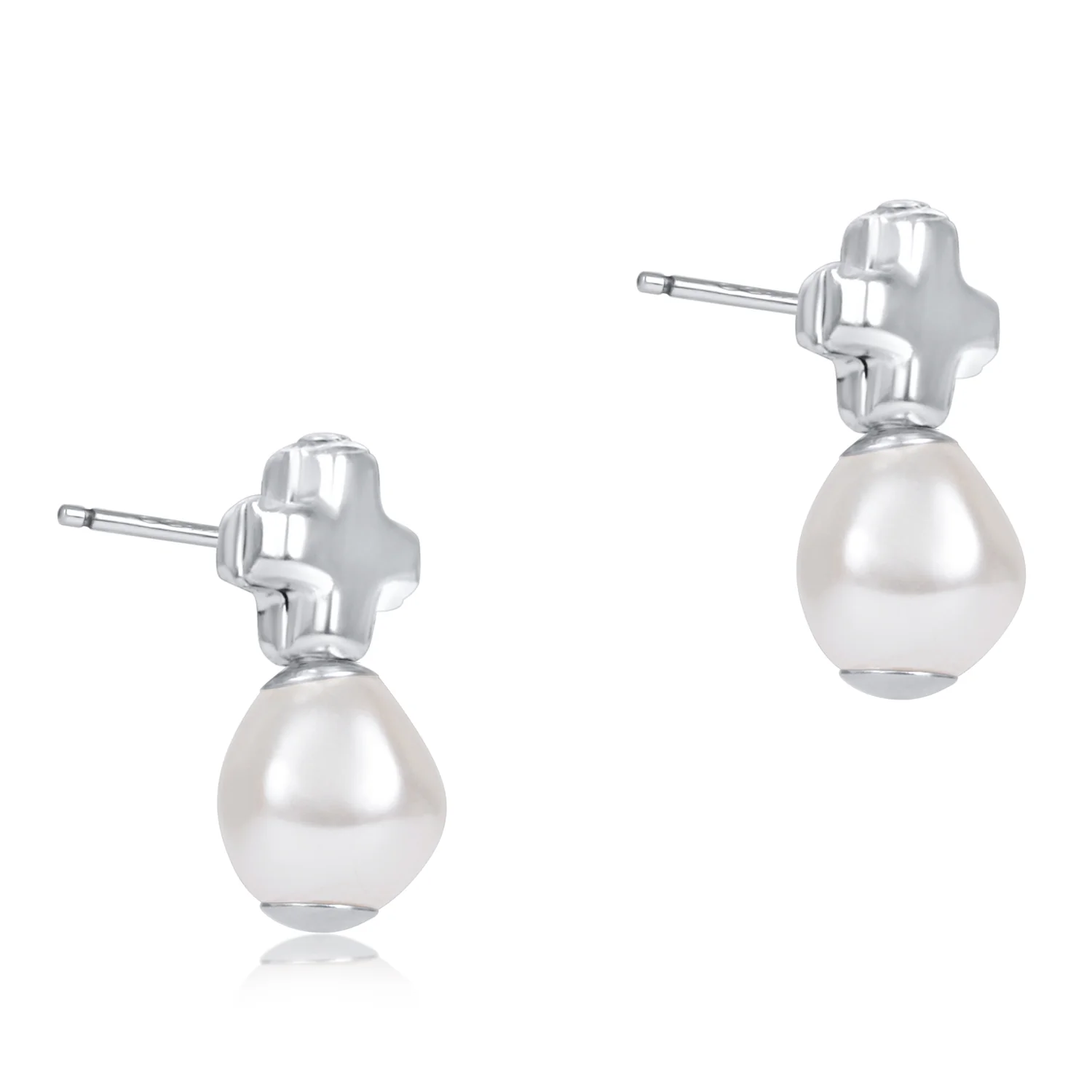 She's Classic Mini Cross Stud Earrings, Silver main image 1