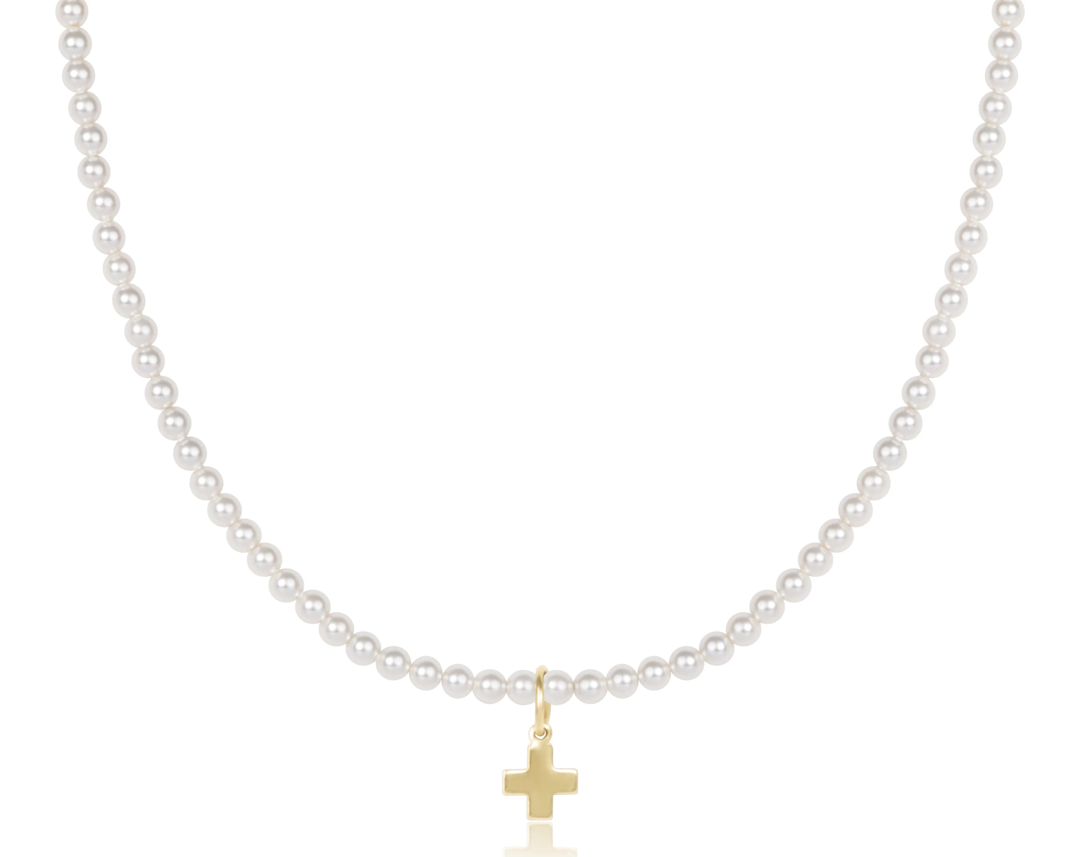 Enewton Choker Beaded Pearl Signature Cross Necklace - Gold