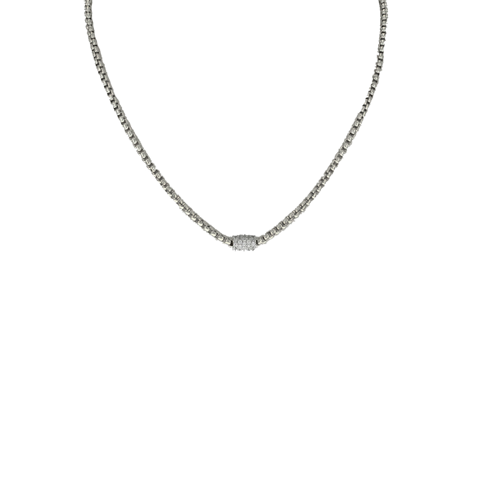Silver Chain Necklace with Round Bar