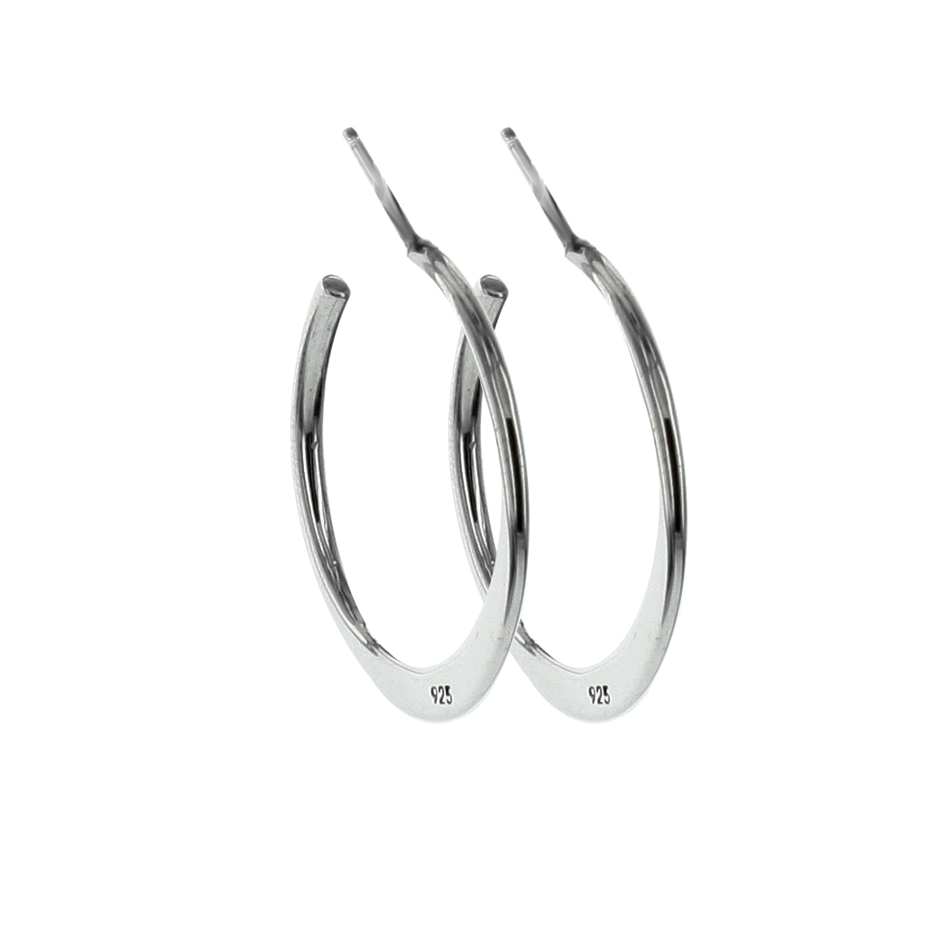 Sterling Silver Flat Post Back Hoop Earrings