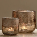 Small & medium Konara glass tealight holders - Copper Smoke colour.