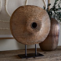 Cala reclaimed wood objet on stand by Nkuku.