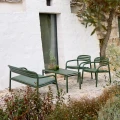 Dark Green Bliss lounge chairs, coffee table and sofa with Light Green, Delight seat cushions.