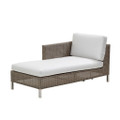 Cane-line Connect chaise lounge sofa module in Taupe with White cushion.