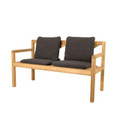Cane-line Grace 2-seater bench with Dark Grey cushions.