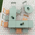 Top-down view of Square, Rectangle & Round Bistro Tables by Fermob.