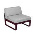 Black Cherry frame, Flannel Grey cushion - Bellevie 1-Seater Central Module by Fermob.