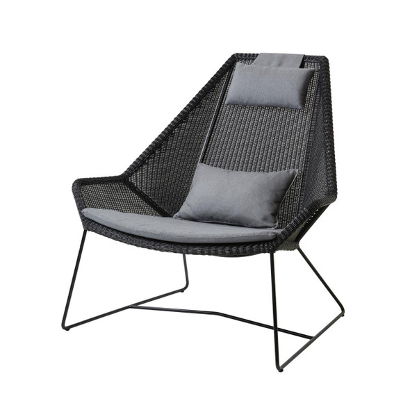 Cane-line Breeze highback Black chair with cushions.