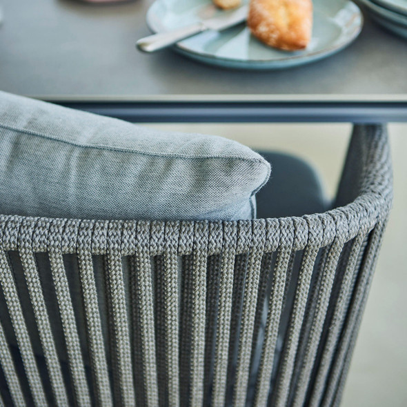 Cane-line Moments dining bench close-up in detail.