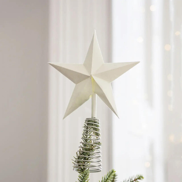 The Garden Trading Maddox Star Tree Topper in Warm White.