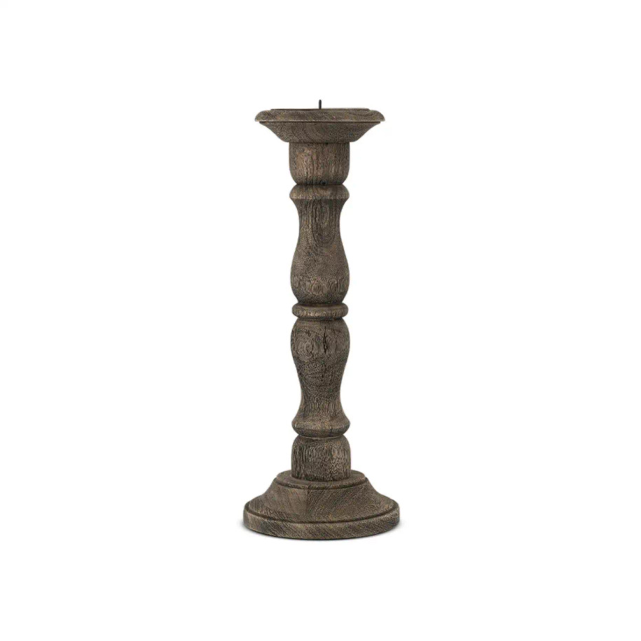 Small - Nayati Rustic Wood Pillar Candle Stick by Nkuku.