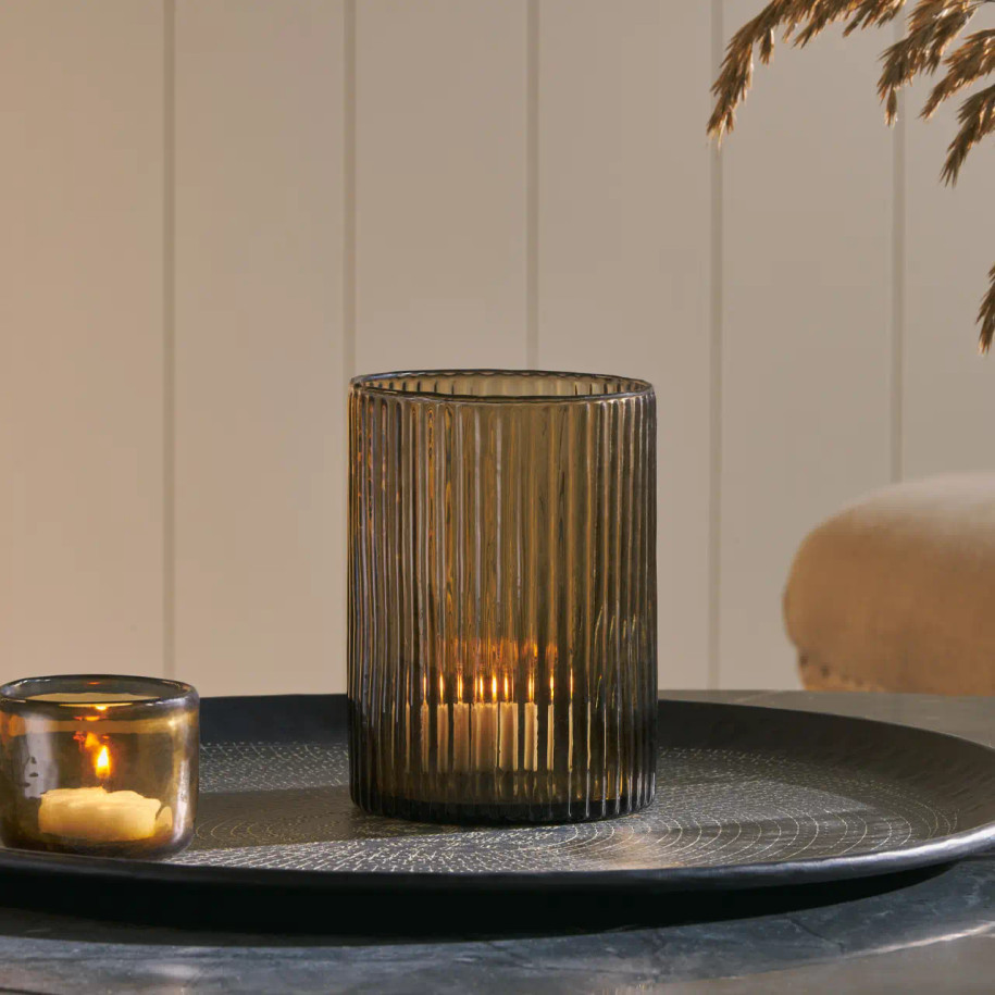 Large -  Malana recycled glass candle holder.