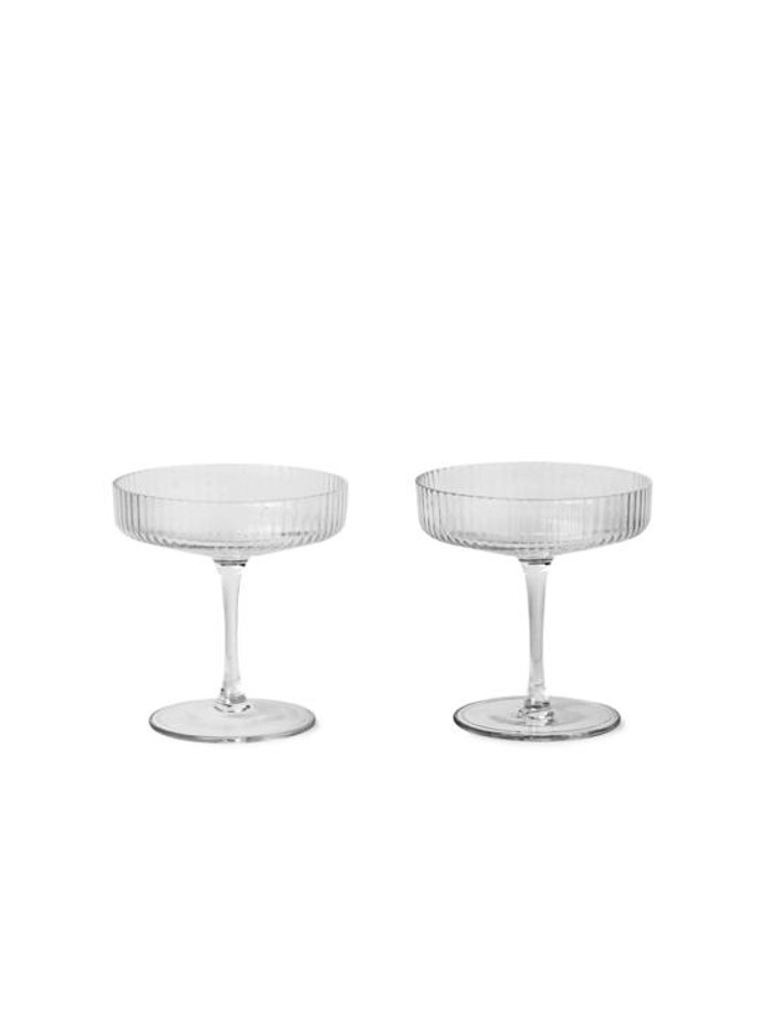 Ferm Living Ripple champagne saucers.