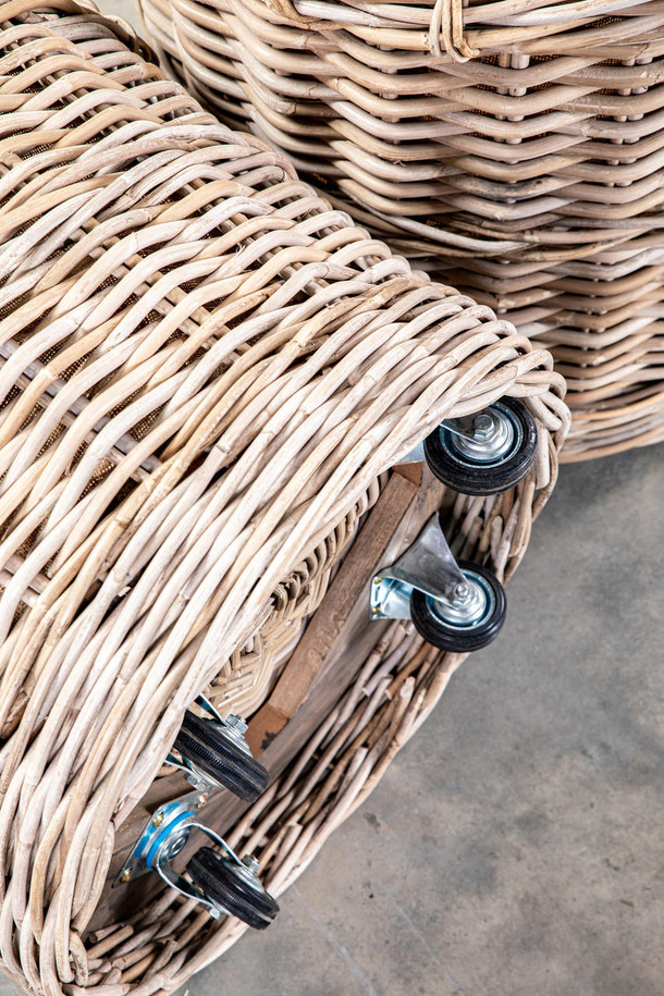 Maison Pederrey Round Storage Basket On Wheels w/ jutte lining