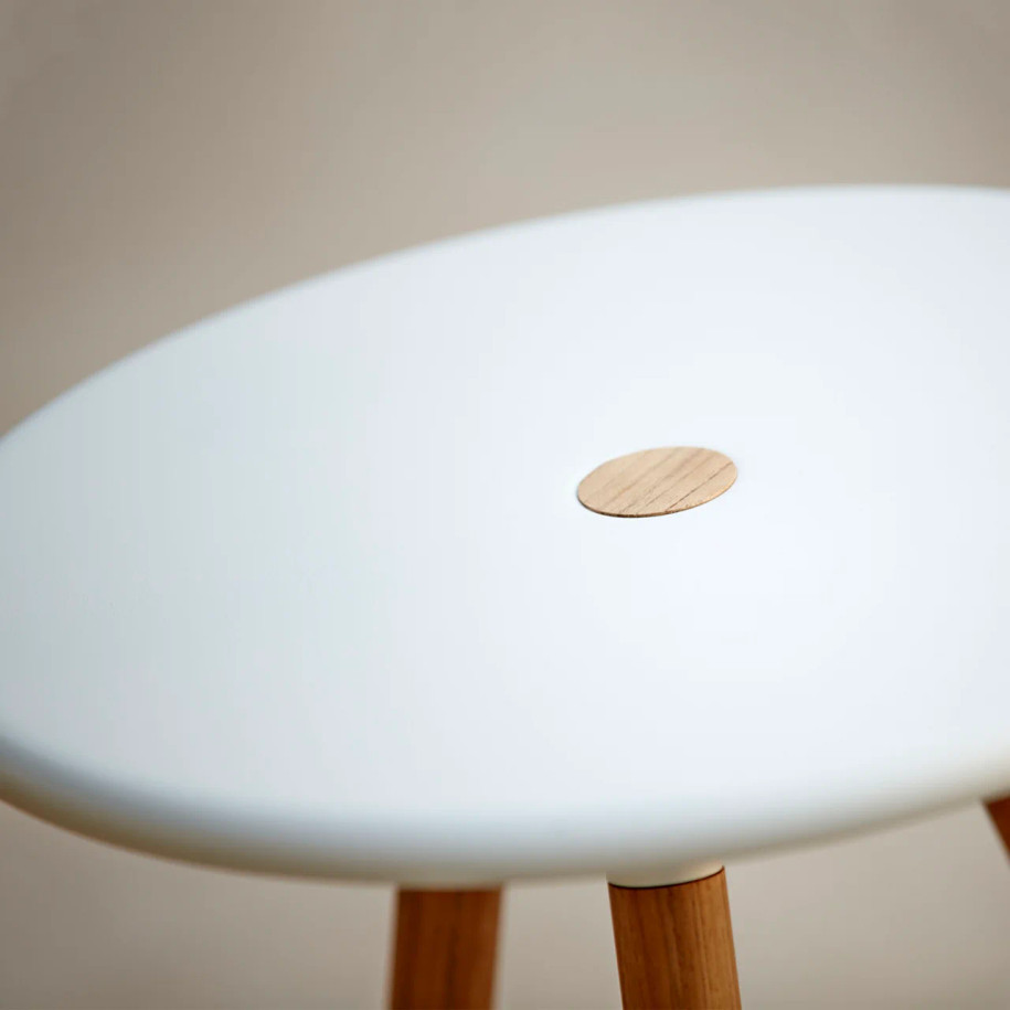 Close-up of Area stool in White by Cane-line.