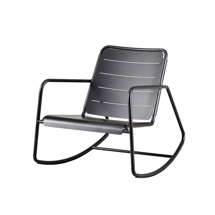 Cane-line Copenhagen rocking chair in lava grey, aluminium.