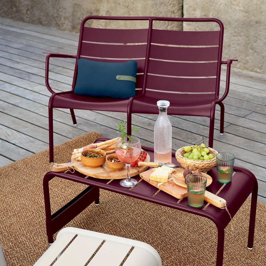 Black Cherry - Luxembourg low table / bench being used as a table.