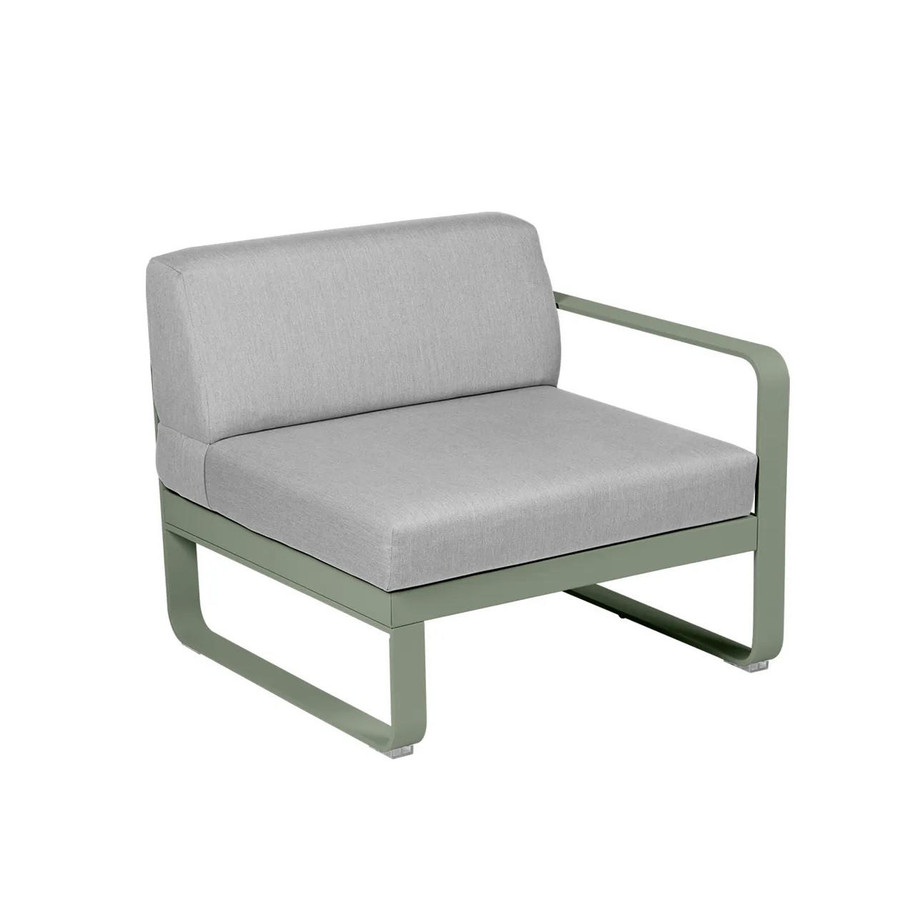 Cactus frame, Flannel Grey cushion - Bellevie 1-Seater left module by Fermob.