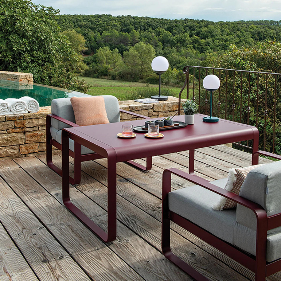 Black Cherry - Bellevie Mid-Height Table & Armchairs by Fermob.