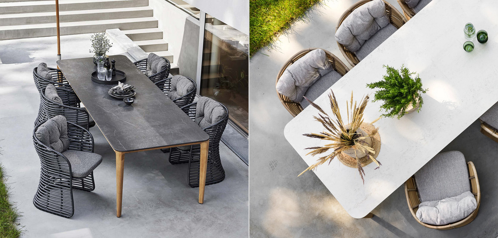 Dining setting with outdoor furniture