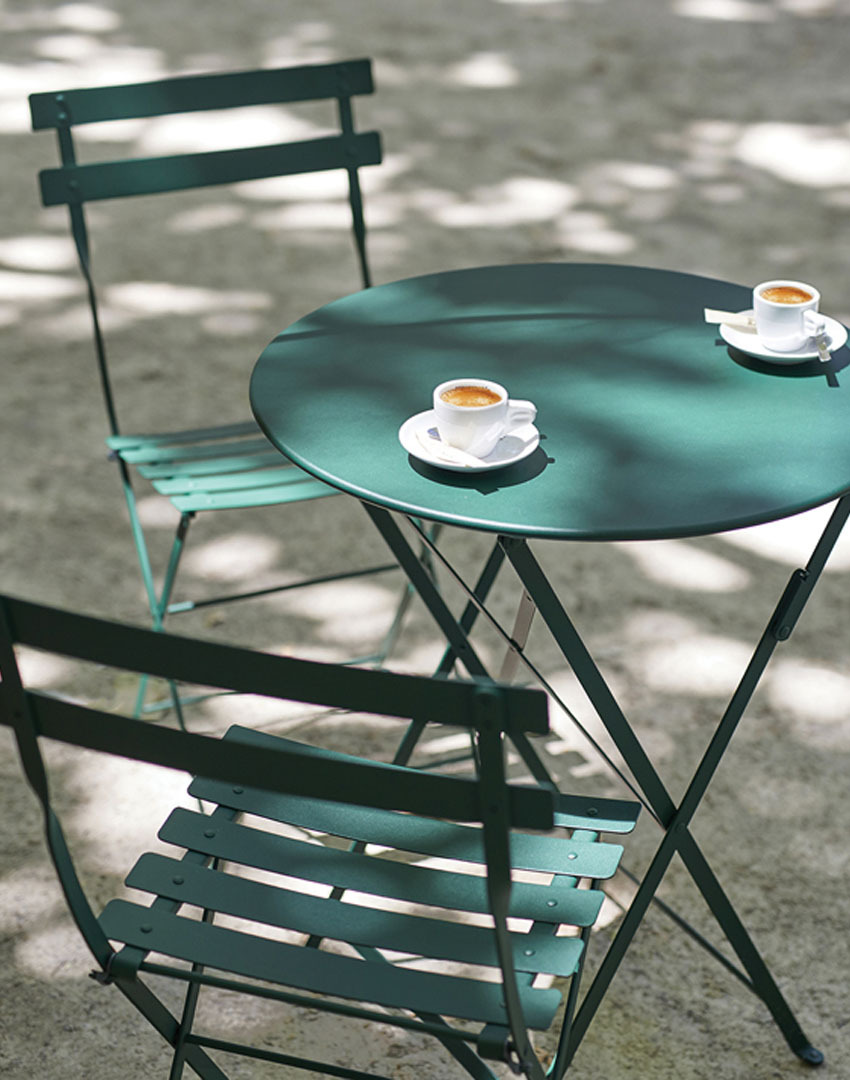 Fermob bistro table and chairs outdoors