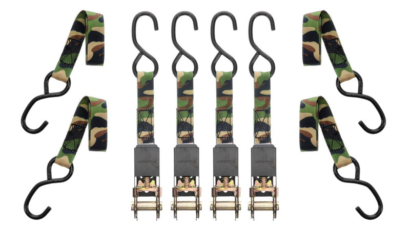 1" X 8' STANDARD DUTY RATCHET STRAPS / CAMO / 4 PACK