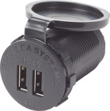 Blue Sea Dual USB 4.8A Charger Port 12/24vDC Socket Mount Blue Sea Dual USB 4.8A Charger Port 12/24vDC Socket Mount