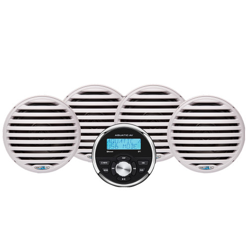 Aquatic AV Economy Gauge Stereo/Speakers Kit - White
