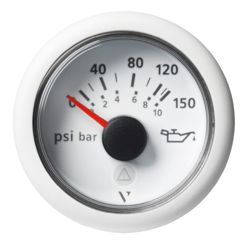 Veratron 52mm (2-1/16") ViewLine Engine Oil Pressure Gauge - 150 PSI - White Dial & Bezel