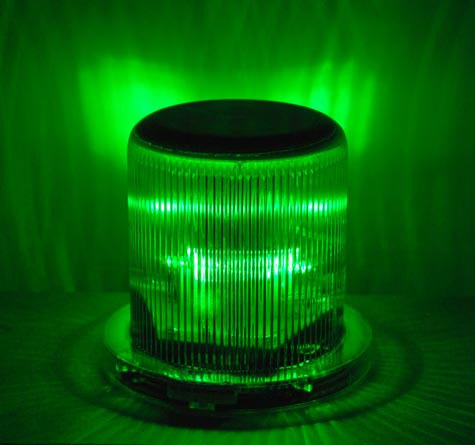Solar Warning Light Green Leds