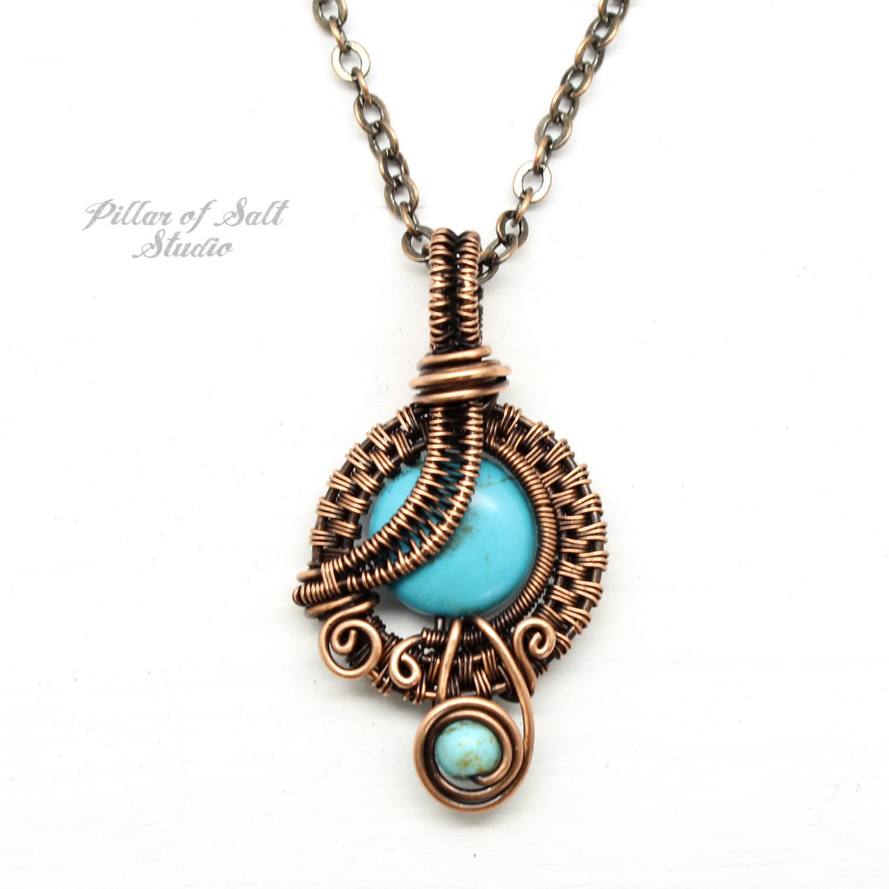 wire wrapped turquoise pendant