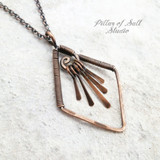 Diamond-shaped wire wrapped copper fringe necklace by Pillar of Salt Studio