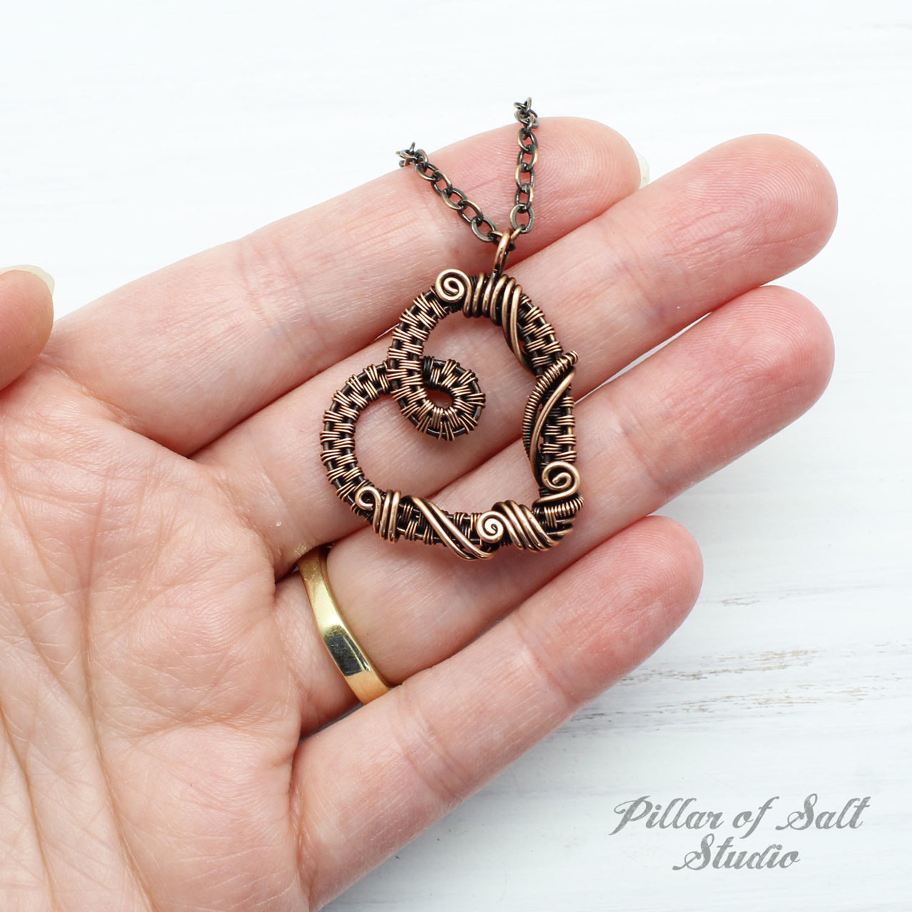 Copper Woven Wire Heart Necklace Pillar of Salt Studio, Inc.