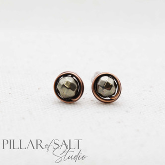 Pyrite Copper Stud Earrings
