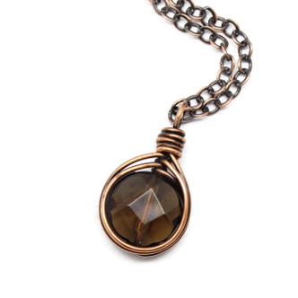 Smoky Quartz & Copper Pendant Necklace