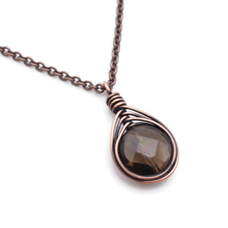 Smoky Quartz & Copper Pendant Necklace