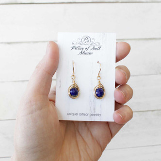 Lapis Lazuli Yellow Gold-Filled Drop Earrings