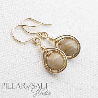 Petoskey Stone Gold-Filled Drop Earrings