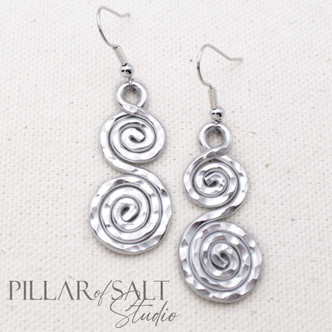 Hammered Aluminum Double Spiral Earrings